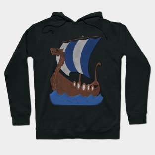 Viking Ship blue with water Hoodie